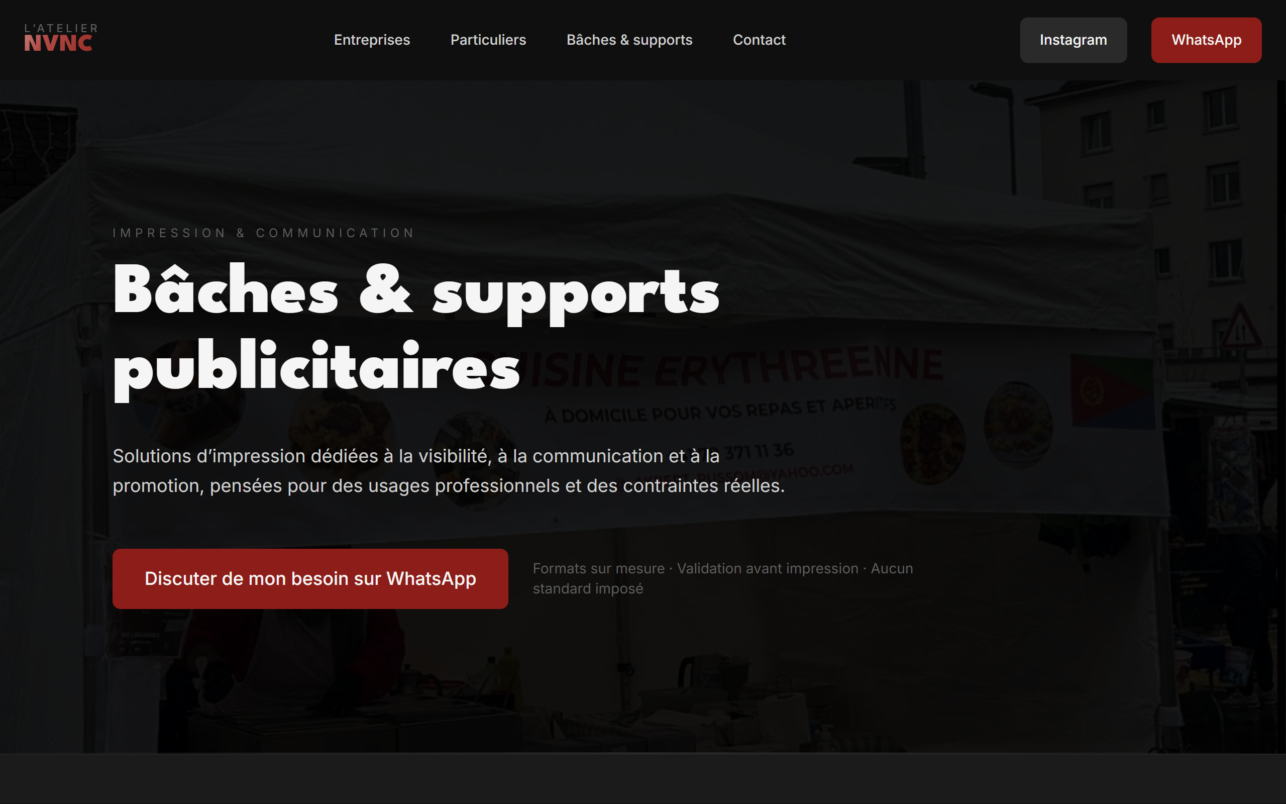 Atelier Nivuniconnuni — configurateur commande, conversion WhatsApp