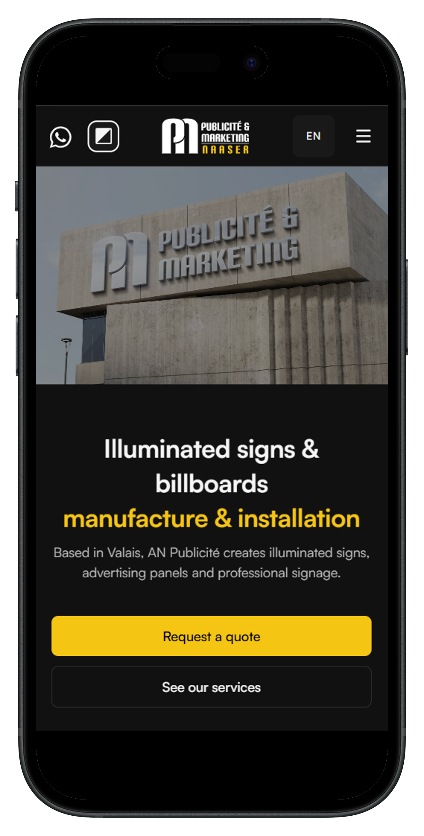 Site web version claire en anglais